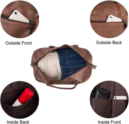 FR Fashion Co. 21" Men's Leather Compact Travel Duffel Bag