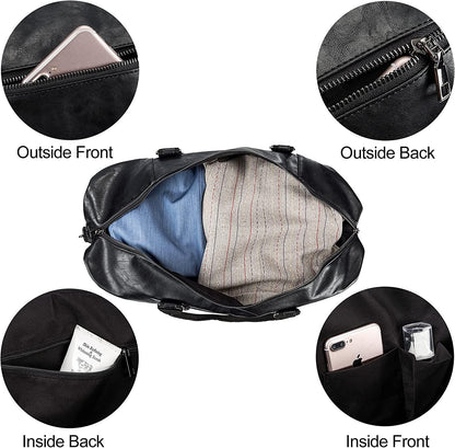 FR Fashion Co. 21" Men's Leather Compact Travel Duffel Bag