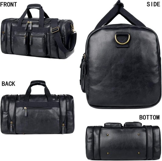 FR Fashion Co. 21" Men's Leather Expandable Duffel Bag