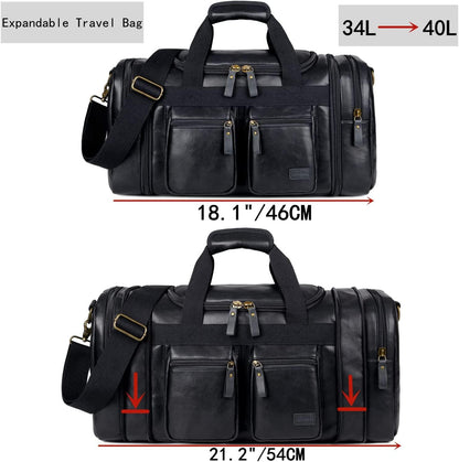 FR Fashion Co. 21" Men's Leather Expandable Duffel Bag