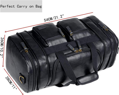 FR Fashion Co. 21" Men's Leather Expandable Duffel Bag