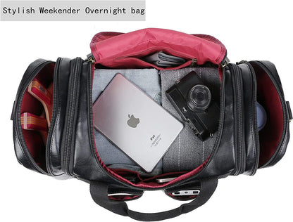 FR Fashion Co. 21" Men's Leather Expandable Duffel Bag