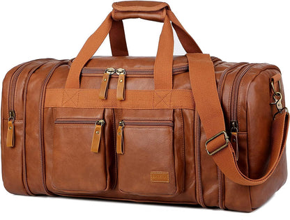 FR Fashion Co. 21" Men's Leather Expandable Duffel Bag