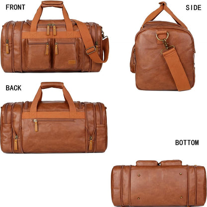 FR Fashion Co. 21" Men's Leather Expandable Duffel Bag