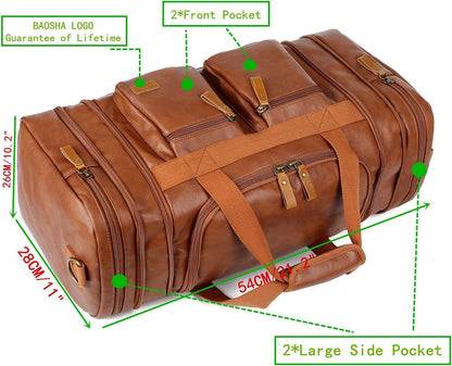 FR Fashion Co. 21" Men's Leather Expandable Duffel Bag