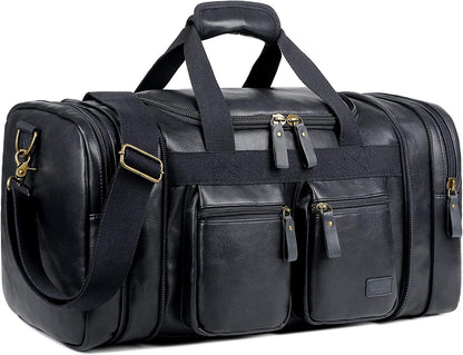 FR Fashion Co. 21" Men's Leather Expandable Duffel Bag