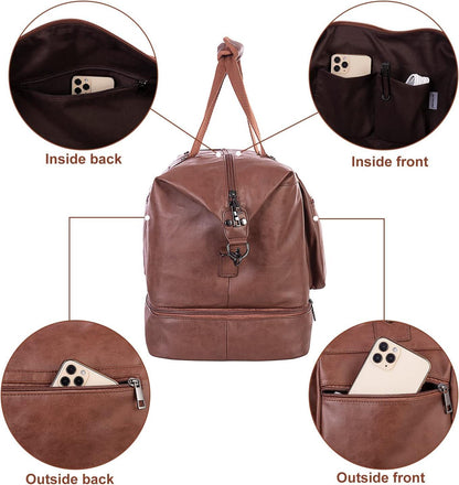 FR Fashion Co. 21" Men's Leather Overnight Duffel Bag