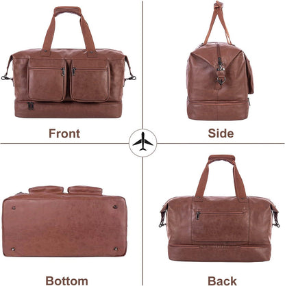 FR Fashion Co. 21" Men's Leather Overnight Duffel Bag