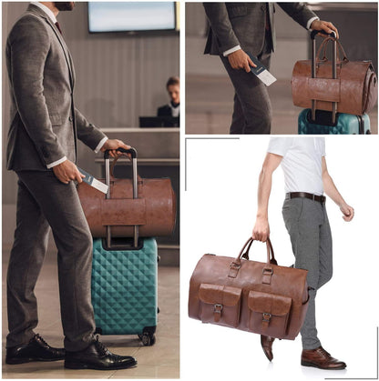 FR Fashion Co. 22" Men's Classic Leather Duffel Bag