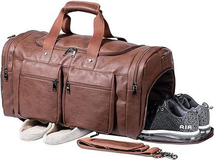 FR Fashion Co. 21" Vegan Leather Large Carry-On Duffel Bag