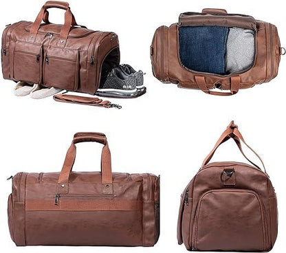 FR Fashion Co. 21" Vegan Leather Large Carry-On Duffel Bag