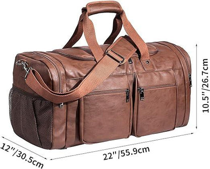 FR Fashion Co. 21" Vegan Leather Large Carry-On Duffel Bag