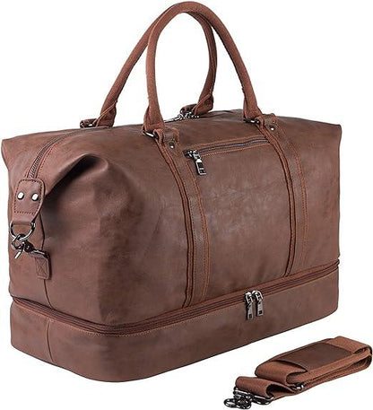 FR Fashion Co. 24" Men's Leather Travel Duffel Bag