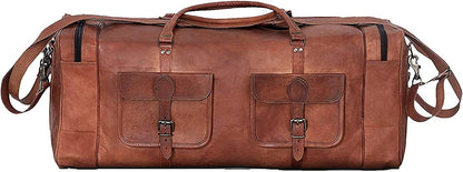 FR Fashion Co. 32" Men's Grain Leather Duffel Bags