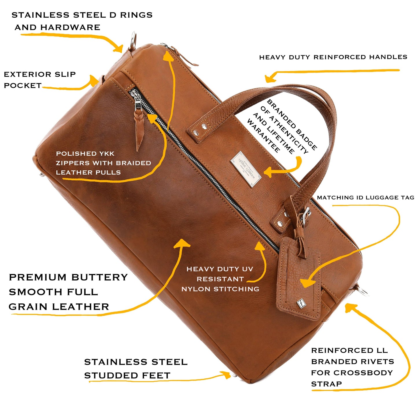 Lifetime Leather Co. Luxury Leather Duffel Bag - Stiles Supply Co.