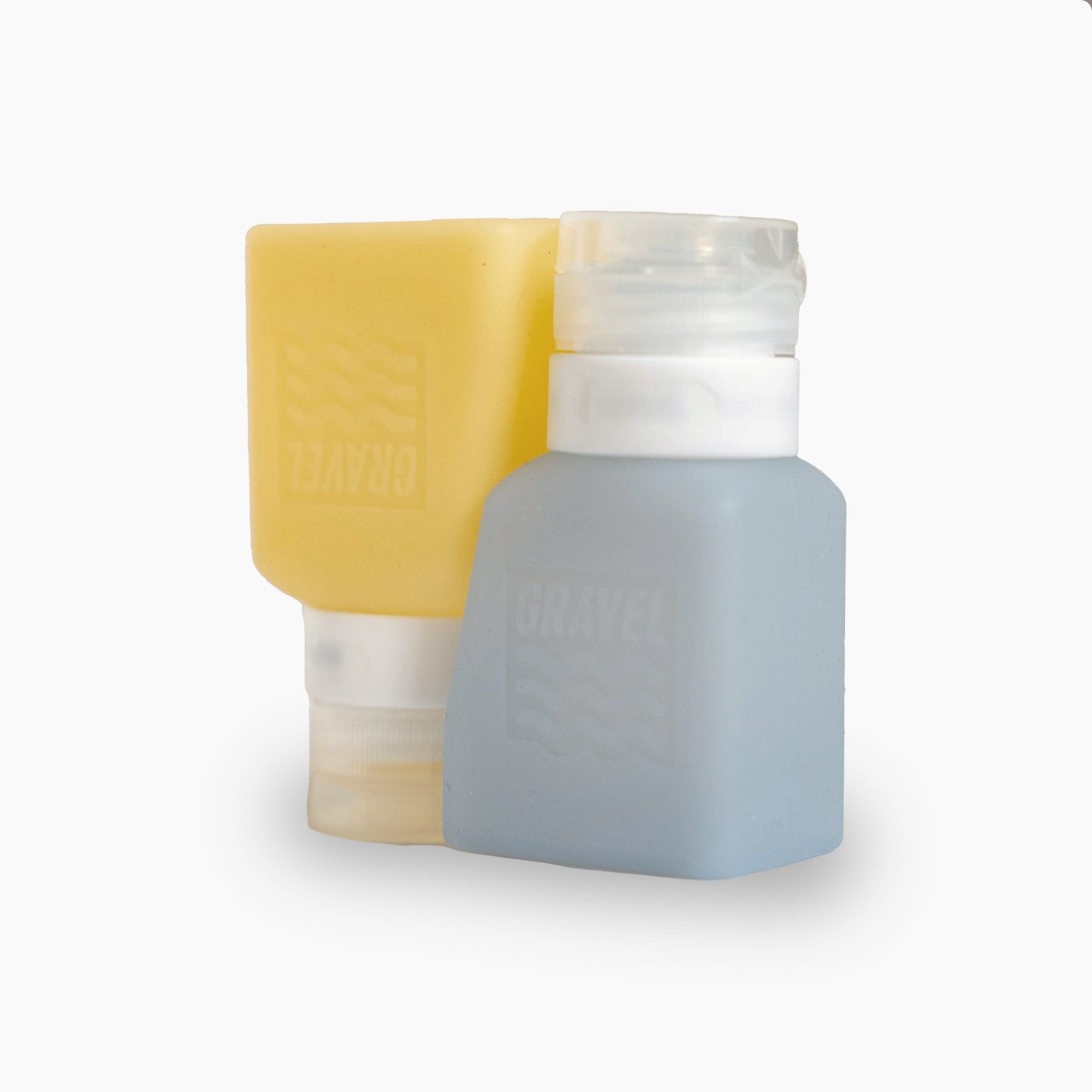 Gravel Travel Bottles For Liquids 3oz (89 ml) (Two Pack) | Honey & Glacier - Stiles Supply Co.