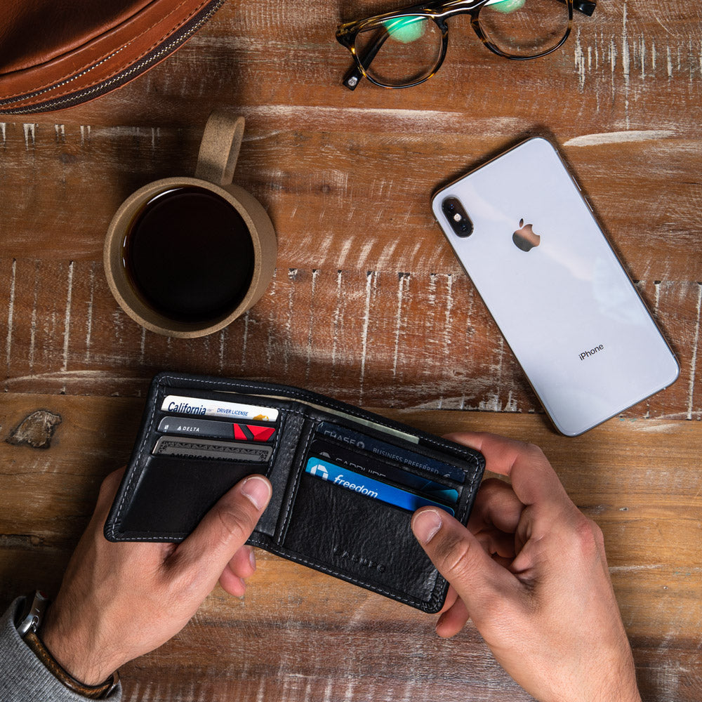 CASUPO Large Billfold Wallet with RFID protection - Black