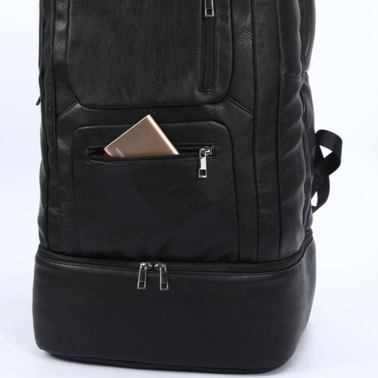 Sole Premise Black Leather Patented Carry-on Shoe Bag (XL)