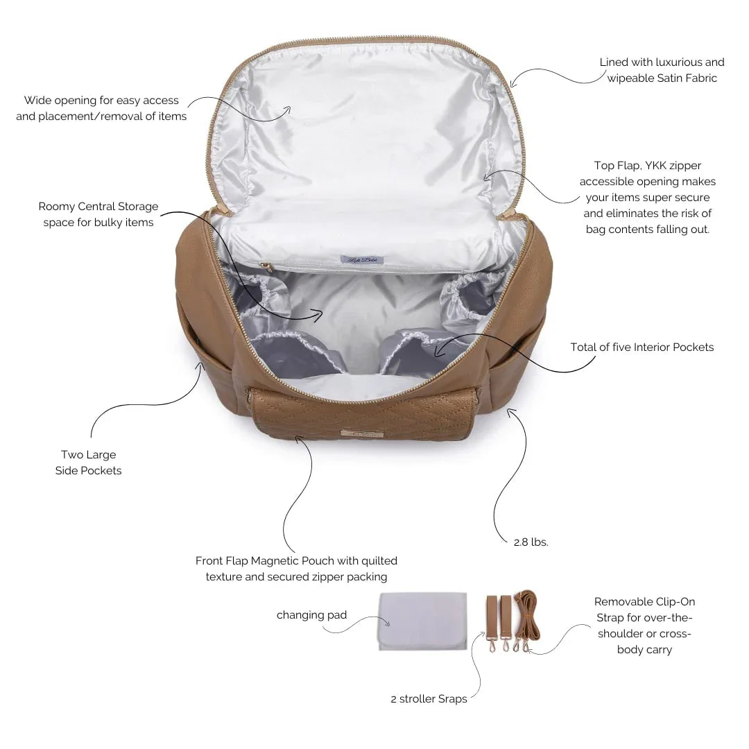 Luli Bebe Signature Diaper Bag Latte Brown