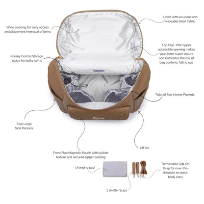 Luli Bebe Signature Diaper Bag Latte Brown