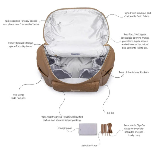 Luli Bebe Signature Diaper Bag Latte Brown