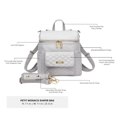 Luli Bebe Petit Diaper Bag Stone Grey