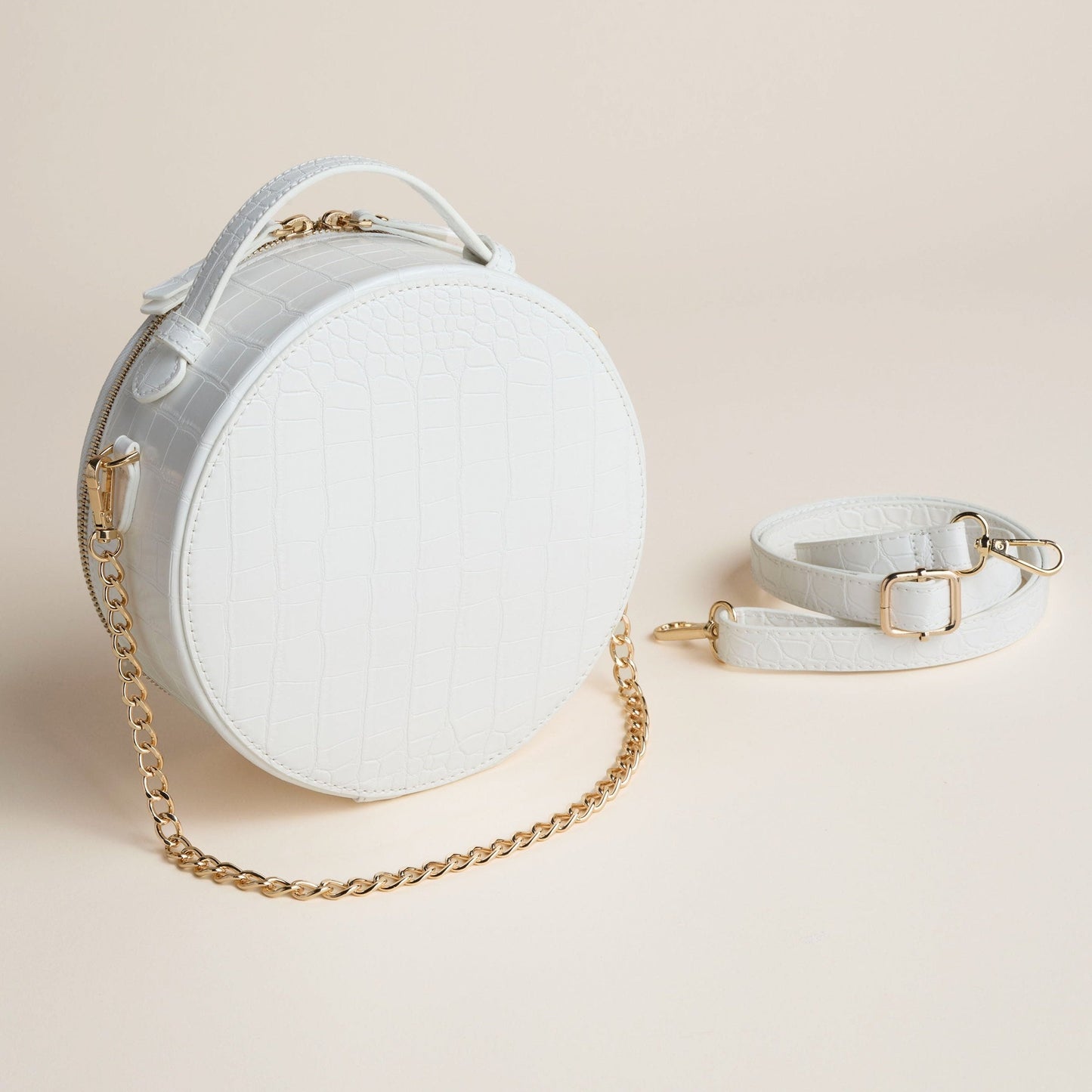 Hudson + Bleecker Nomad Round Travel Bag - White Crocodile