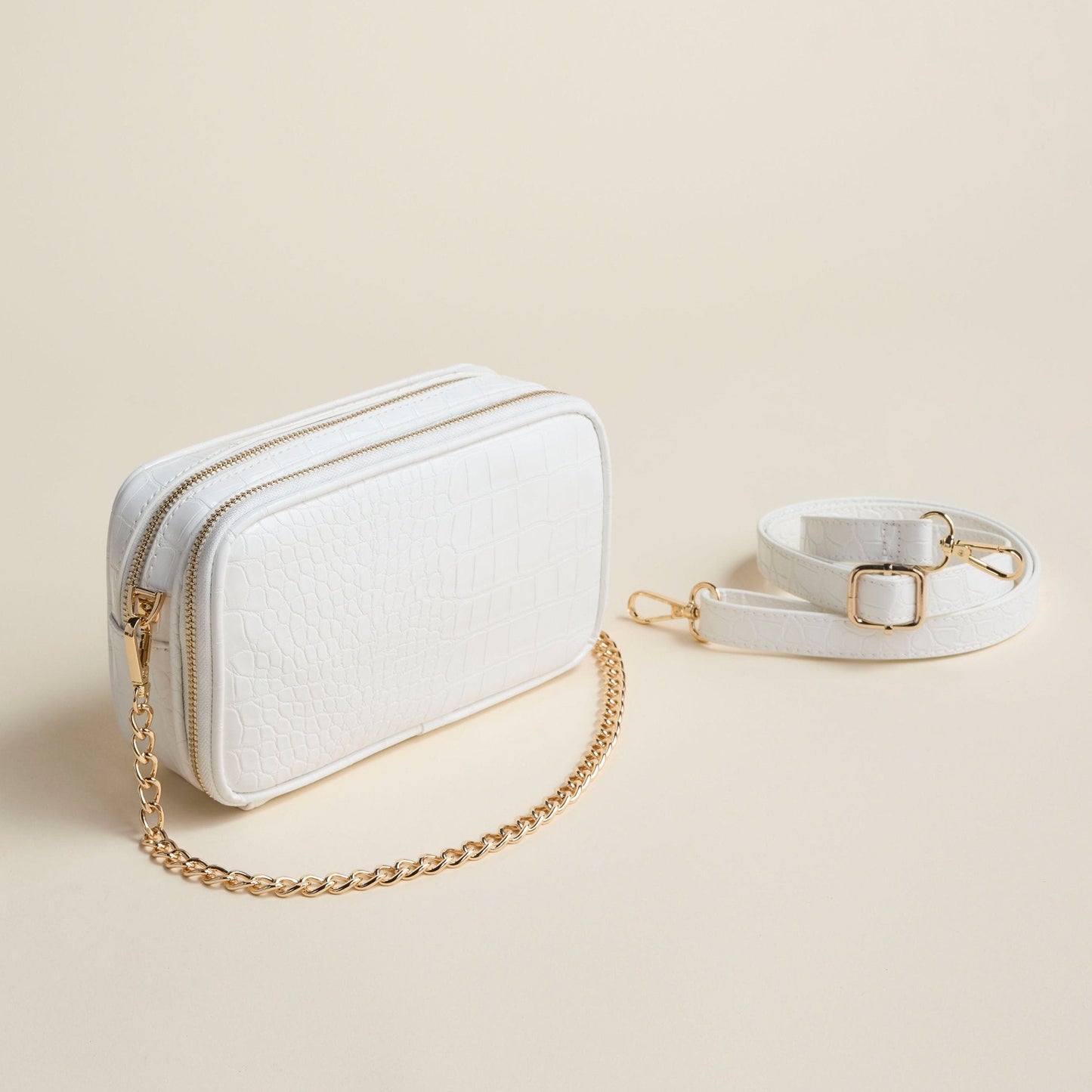 Hudson + Bleecker Latitude Beauty Bag - White Crocodile